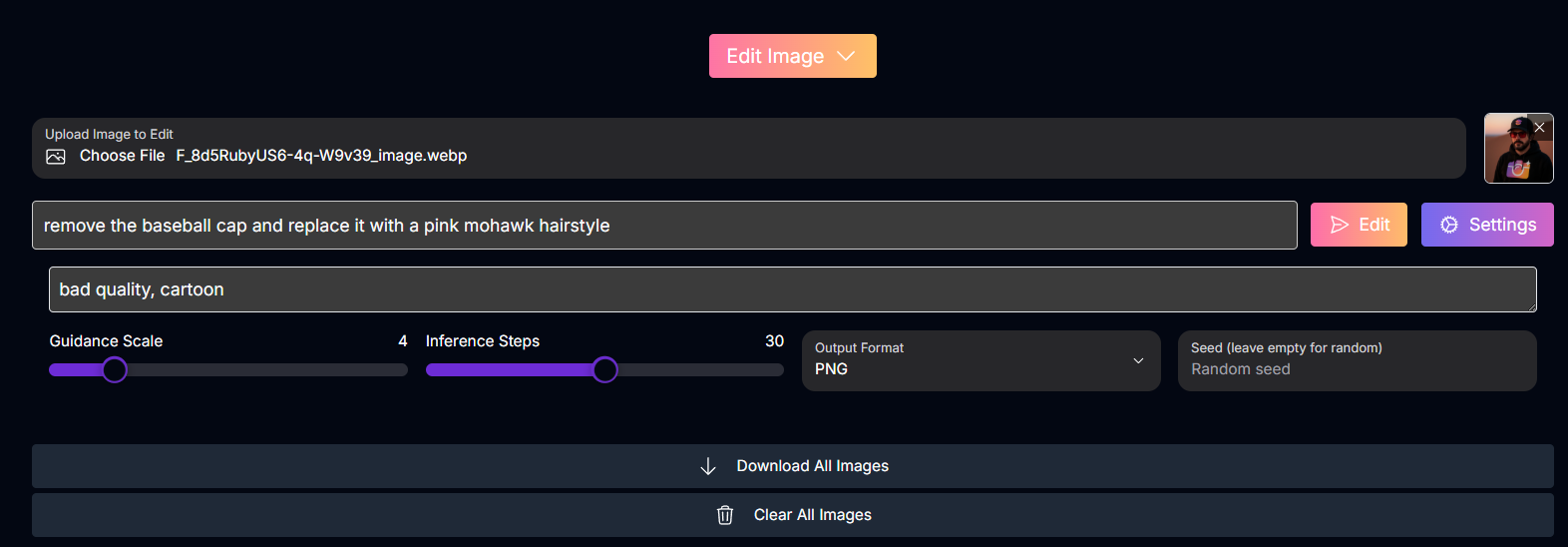 Edit Image Screenshot