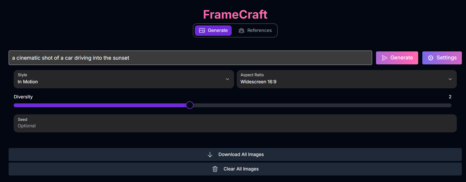 FrameCraft Generate Screenshot