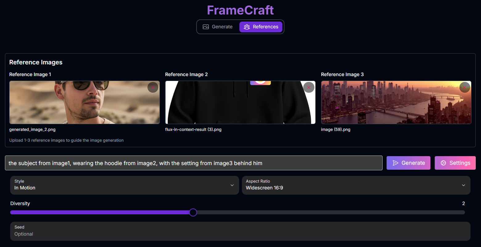 FrameCraft References Screenshot