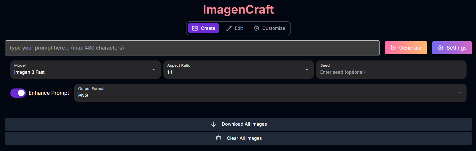 ImagenCraft Create Screenshot