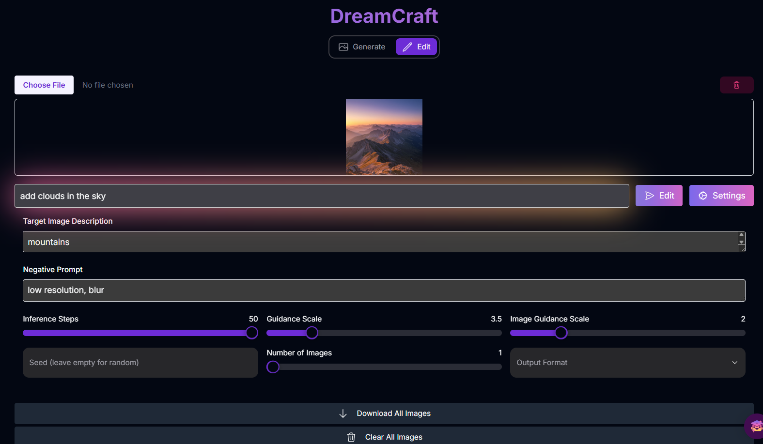 DreamCraft Edit Screenshot