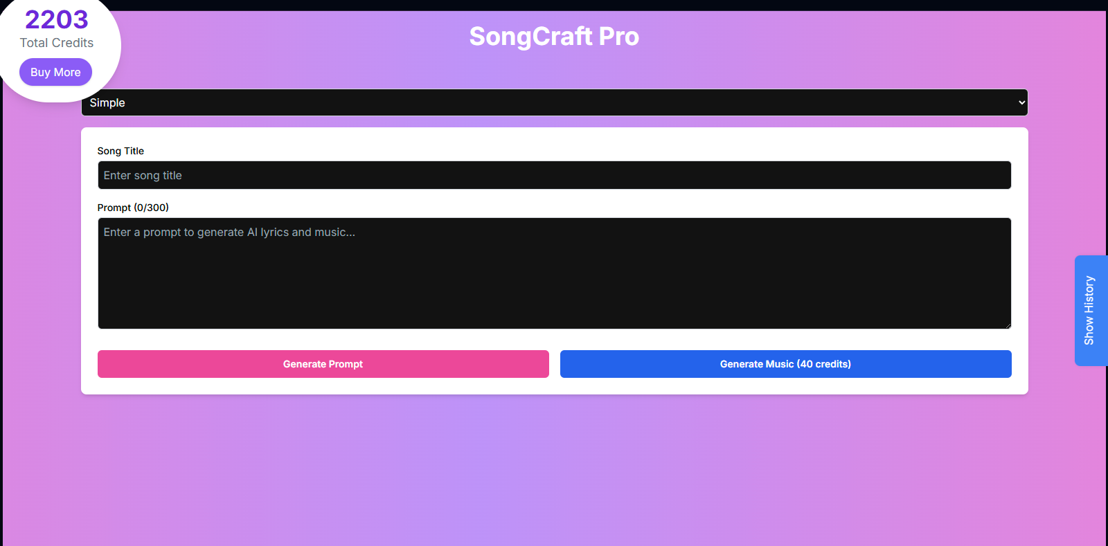SongCraft Pro Simple Mode Screenshot