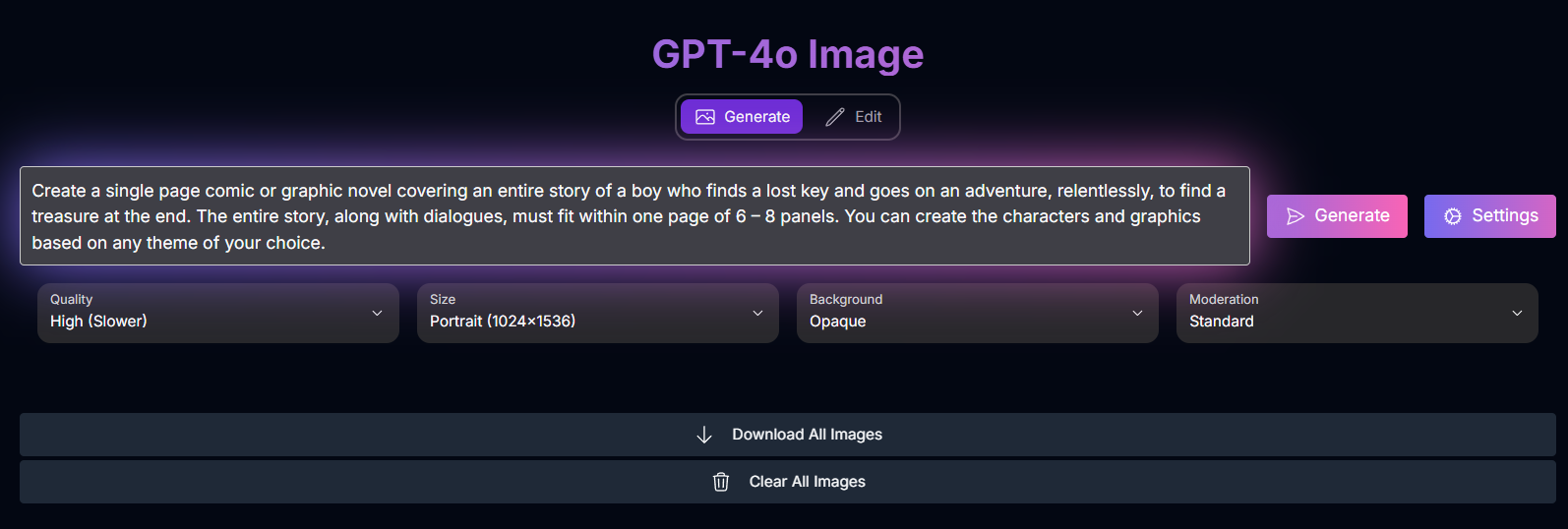 GPT-4o Image Generate Screenshot