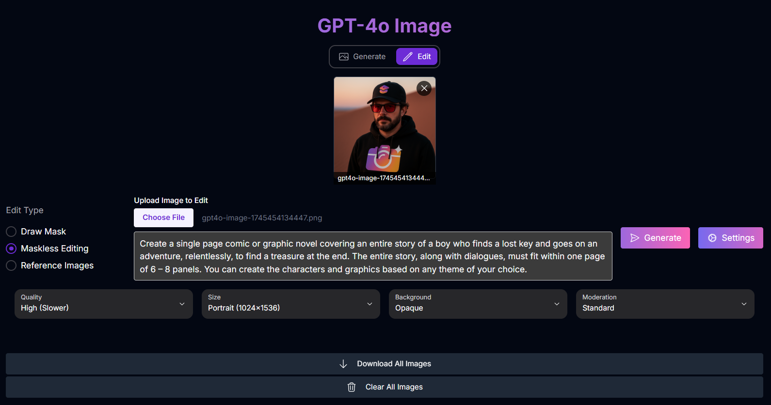 GPT-4o Image Edit Screenshot