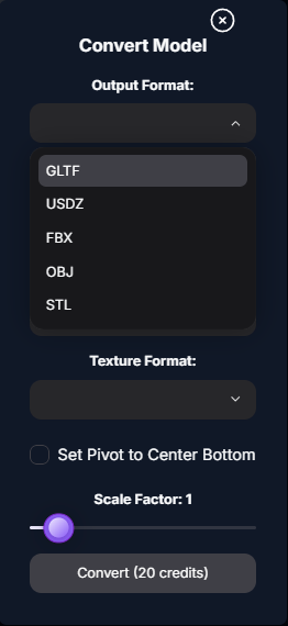PolyCraft Convert Output Format Screenshot