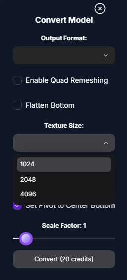 PolyCraft Convert Texture Size Screenshot