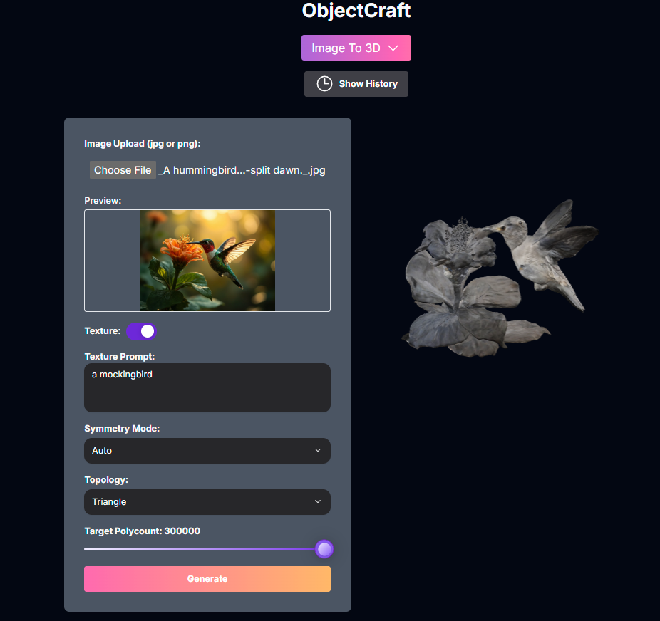 ObjectCraft Image to 3D Screenshot