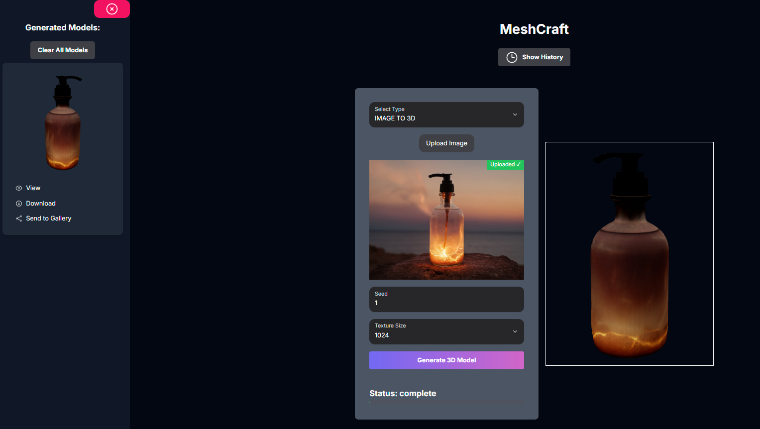MeshCraft Image to 3D Screenshot