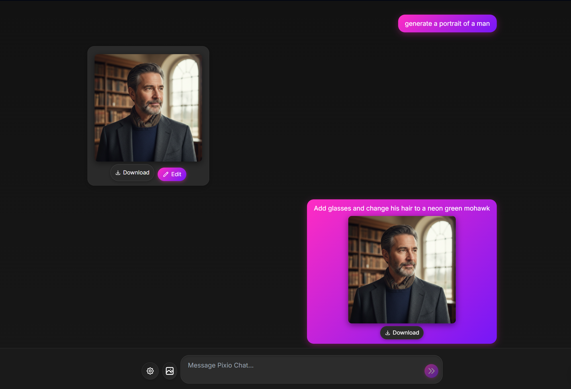 Pixio Chat Screenshot