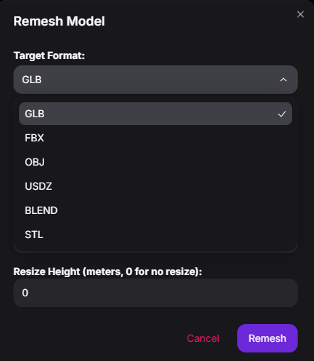 ObjectCraft Remesh Option in History Screenshot