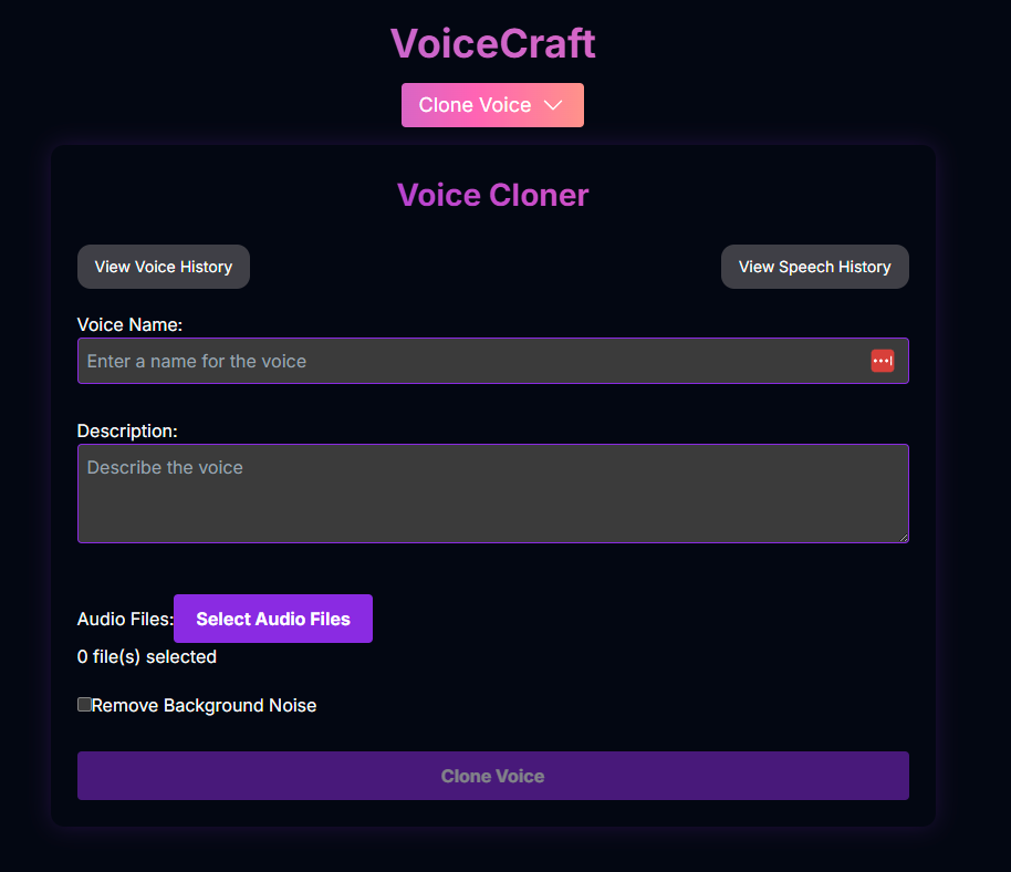 VoiceCraft Clone Voice Screenshot
